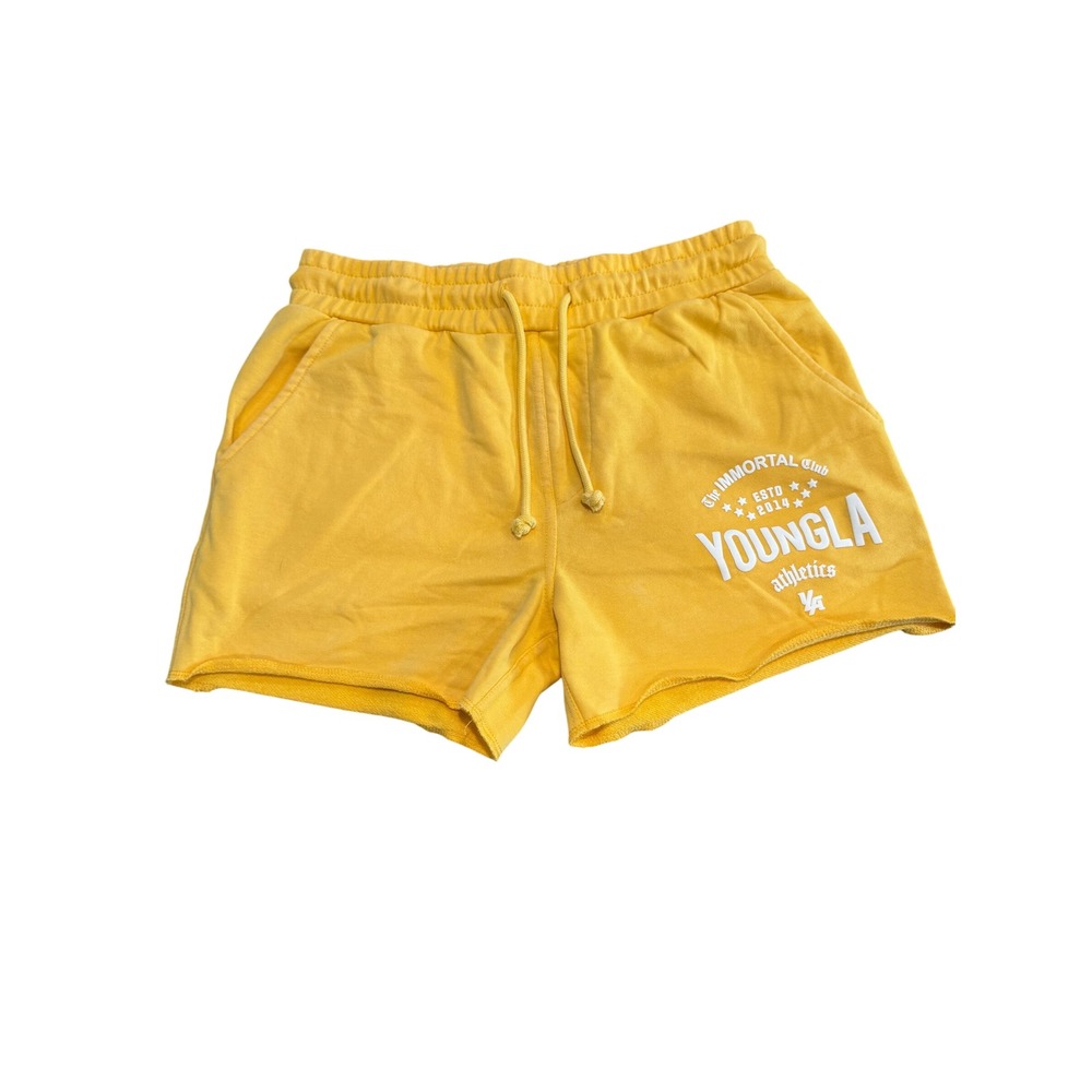 YoungLA 152 Immortal Club Shorts Mens Medium Yellow French Terry Gym YLA2712